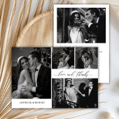 Chic Love and Thanks Script Photo Collage Wedding サンキューカード