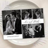 Chic Love and Thanks Script Photo Collage Wedding サンキューカード