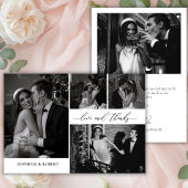 Chic Love and Thanks Script Photo Collage Wedding サンキューカード