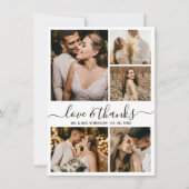 Chic Love and Thanks Script Photo Collage Wedding サンキューカード (正面)