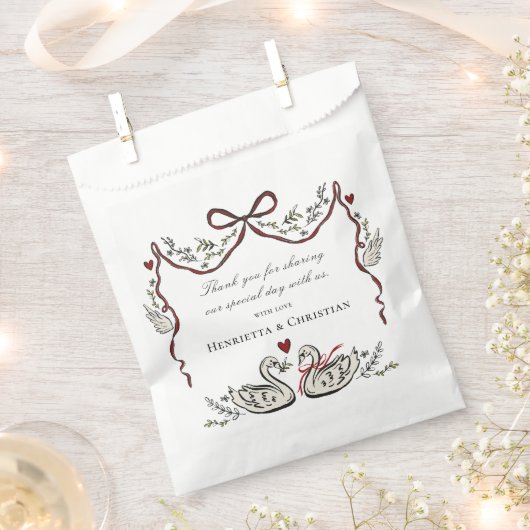 Chic Love Birds Wedding Favor Bags フェイバーバッグ (クリップ留めされた状態)