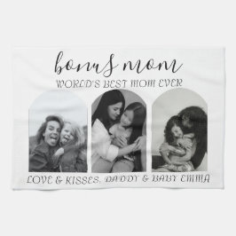 Chic Love Black & White Photo Stepmom Mothers Day  キッチンタオル