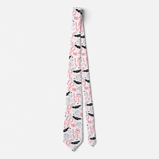 Chic Love Lettering Hand Drawn Heart Tie ネクタイ (正面)