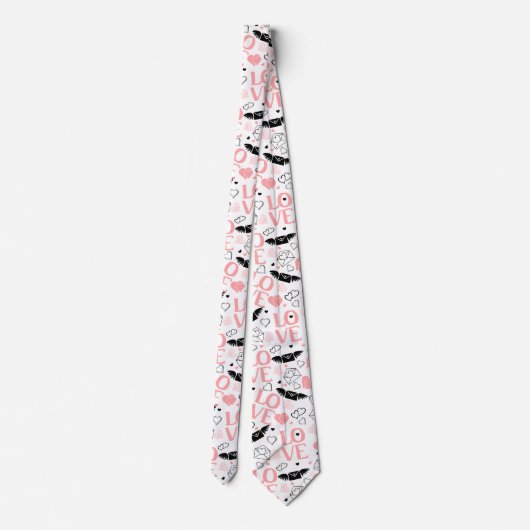 Chic Love Lettering Hand Drawn Heart Tie ネクタイ (裏面)