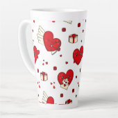 Chic Love-Themed Valentine’s Day Gift Red Heart カフェラテマグ (左アングル)