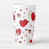 Chic Love-Themed Valentine’s Day Gift Red Heart カフェラテマグ (正面)