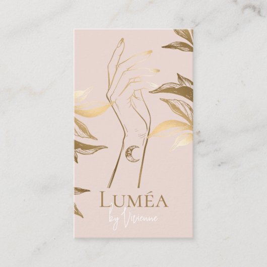 Chic Luxury Blush Pink Gold Tattoo Studio Artist 名刺 (正面)