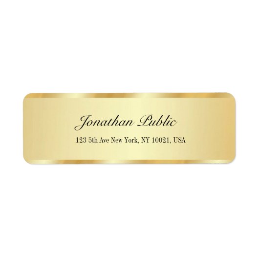 Chic Luxury Gold Glamour Template Return Address ラベル (正面)