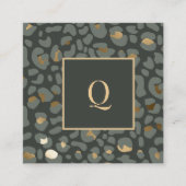Chic Luxury Monogram Leopard Cheetah Print Beauty  スクエア名刺 (正面)
