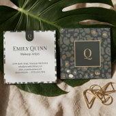 Chic Luxury Monogram Leopard Cheetah Print Beauty スクエア名刺