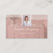 Chic Luxury Pink Script Interior Designer Photo QR 名刺 (正面)