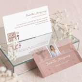 Chic Luxury Pink Script Interior Designer Photo QR 名刺