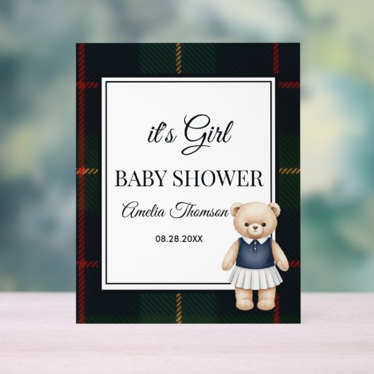 chic Luxury Teddy Bear baby shower  アクリルサイン (ニュートラル)