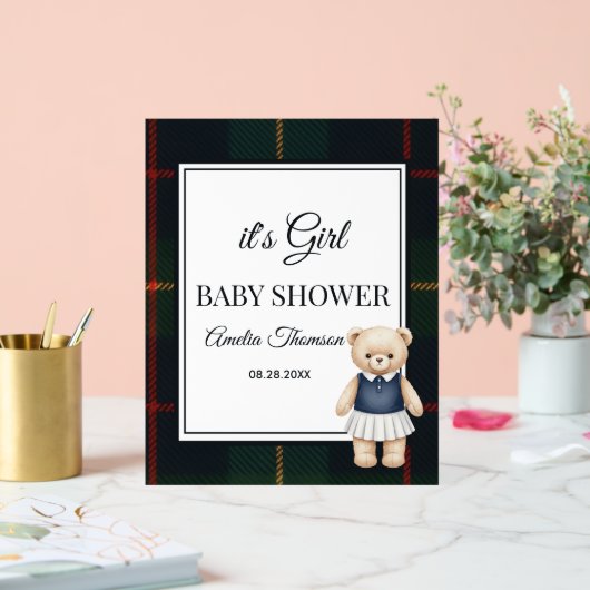 chic Luxury Teddy Bear baby shower  アクリルサイン (ウェディング)