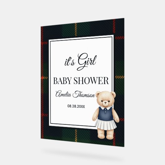 chic Luxury Teddy Bear baby shower  アクリルサイン (傾斜)