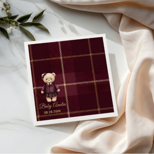 Chic Luxury Teddy Bear baby shower スタンダードカクテルナプキン