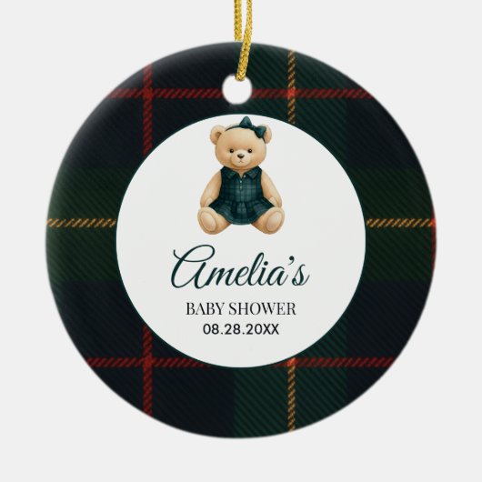 Chic Luxury Teddy Bear Baby Shower  セラミックオーナメント (正面)