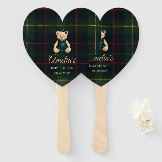 Chic Luxury Teddy Bear Baby Shower  ハンドファン (正面&裏面)