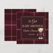 Chic Luxury Teddy Bear baby shower  招待状 (正面/裏面)