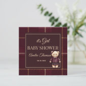 Chic Luxury Teddy Bear baby shower  招待状 (スタンド正面)
