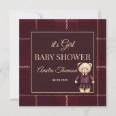 Chic Luxury Teddy Bear baby shower  招待状 (正面)