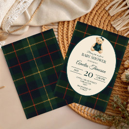 Chic Luxury Teddy Bear Baby Shower 招待状