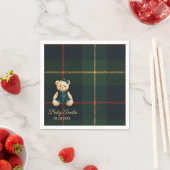 Chic Luxury Teddy Bear Baby Shower Invitation スタンダードカクテルナプキン (インサイチュ)