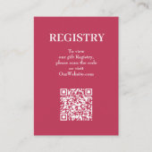 Chic Magenta Wedding Registry QR Code エンクロージャーカード (正面)