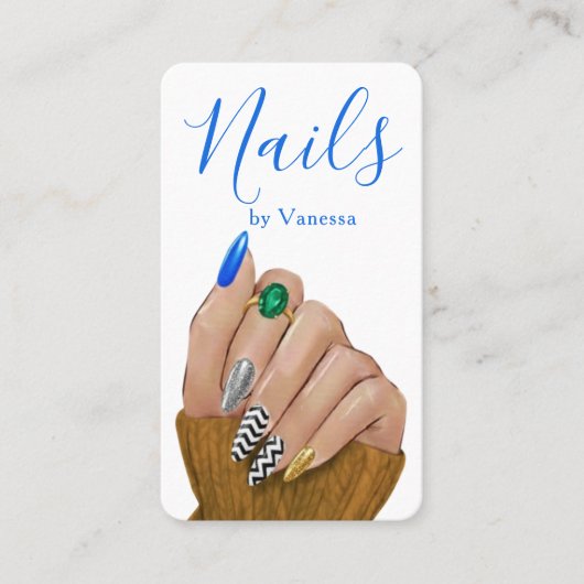 Chic Manicurist Stylish Nail Technician QR Code 名刺 (正面)
