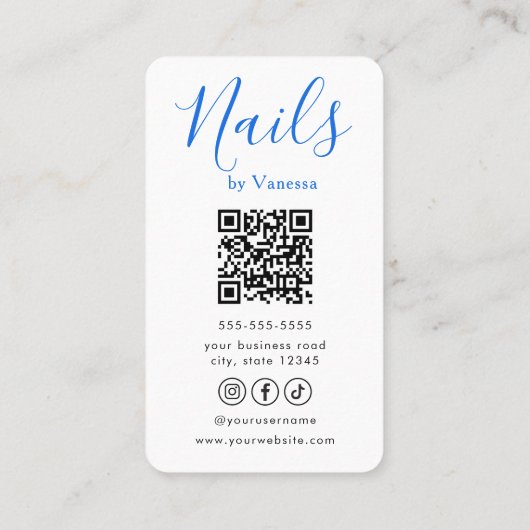 Chic Manicurist Stylish Nail Technician QR Code 名刺 (裏面)