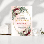 Chic Maroon Peony Eucalyptus 15th Birthday Invite 招待状