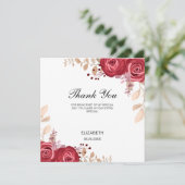 Chic Maroon Rose Floral Greenery Birthday サンキューカード (スタンド正面)