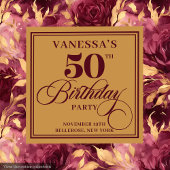 Chic Marsala Blush Gold Flowers 50th Birthday 