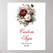 Chic Marsala Floral Greenery Gold Custom Poster ポスター (正面)