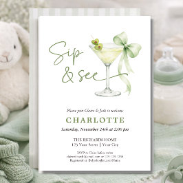 Chic Martini Tini One Gender Neutral Sip And See  招待状