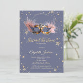 Chic Masque Stars Pastel Lavender Sweet 16 招待状 (スタンド正面)