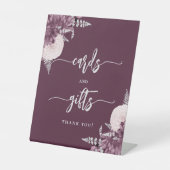 Chic Mauve Silver Floral Wedding Cards Gifts 台座サイン (正面)