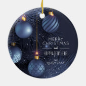 Chic Merry Christmas Blue Tree Ornaments セラミックオーナメント (裏面)