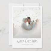 Chic Merry Christmas Newlywed Photo Light Gray シーズンカード (正面)