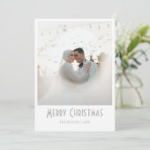 Chic Merry Christmas Newlywed Photo Light Gray シーズンカード (スタンド正面)