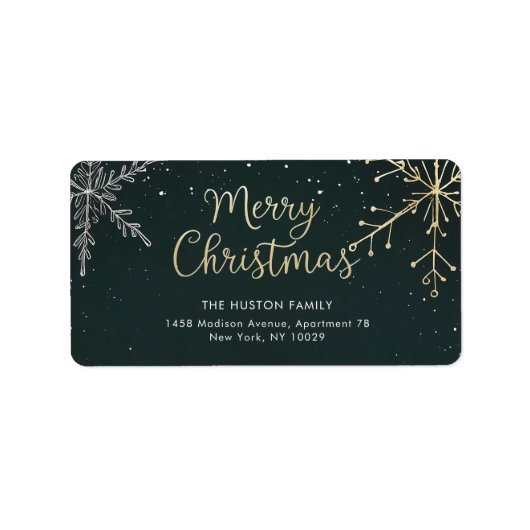 Chic Merry Christmas Return Address Label ラベル (正面)