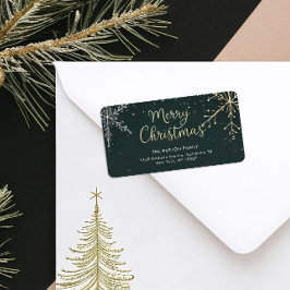Chic Merry Christmas Return Address Label ラベル