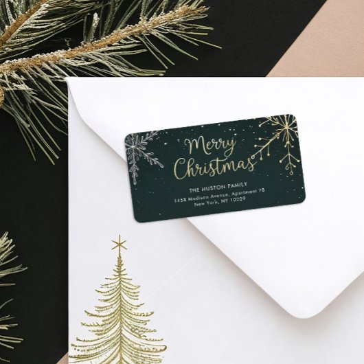 Chic Merry Christmas Return Address Label ラベル