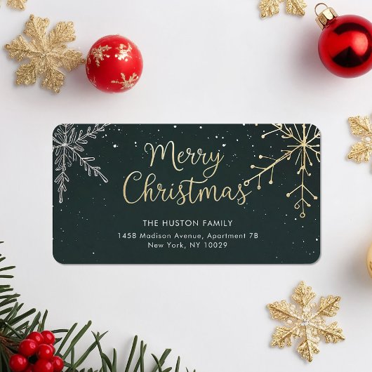 Chic Merry Christmas Return Address Label ラベル