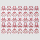 Chic Merry Christmas Script Red Ribbon Bow 薄葉紙 (正面)