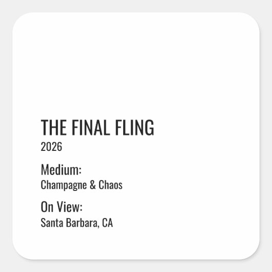 Chic Minimal Bachelorette Clean Aesthetic Museum スクエアシール (正面)