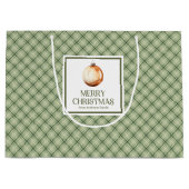 Chic Minimal Christmas Gift Bag Neutral Sage Tones ラージペーパーバッグ (正面)