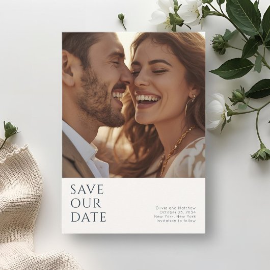 Chic Minimal Modern Photo Monogram Wedding  セーブザデート