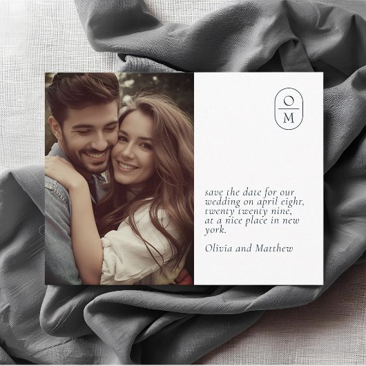  Chic Minimal Modern Photo Monogram Wedding  ポストカード