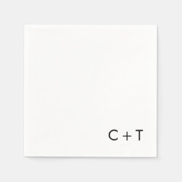 Chic Minimal Modern Plus Sign Monogram Wedding スタンダードカクテルナプキン